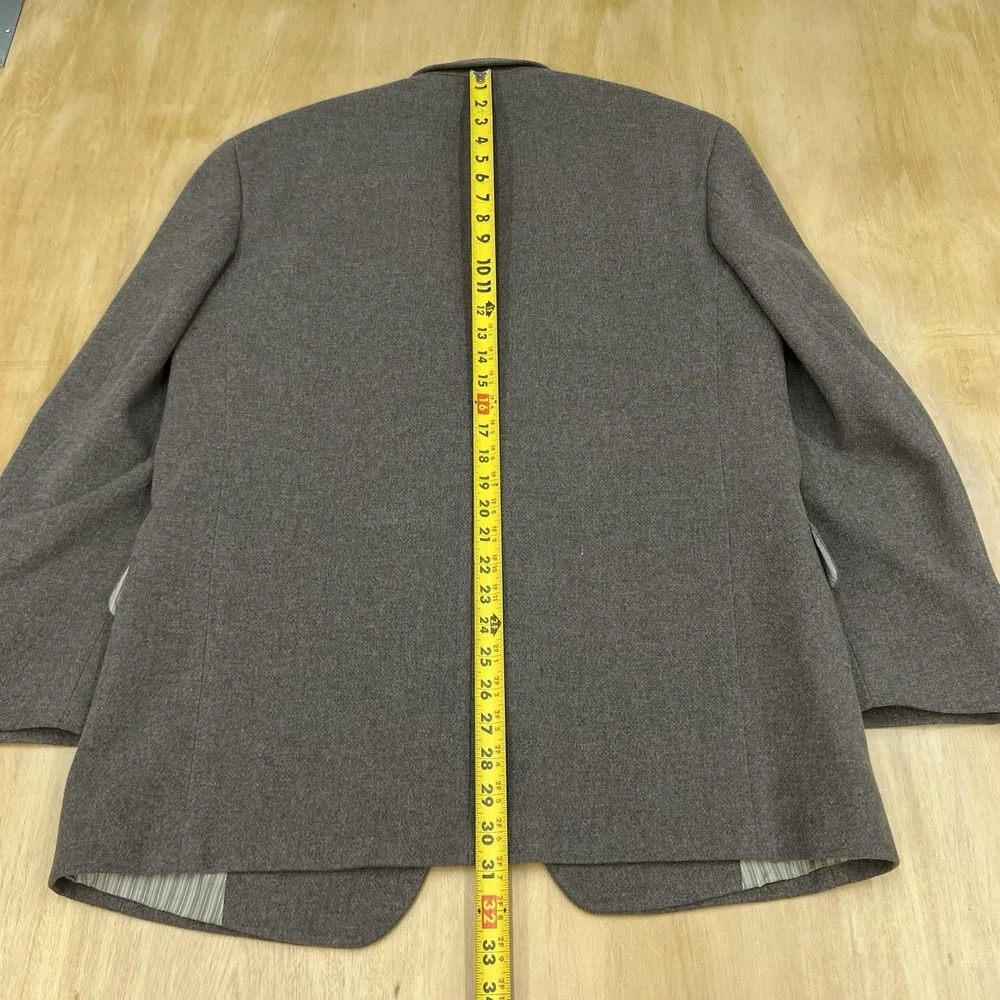Vintage‎ Rene Lezard Ventless Blazer Sport Coat Mens 40R Wool Tan Jersey Flannel